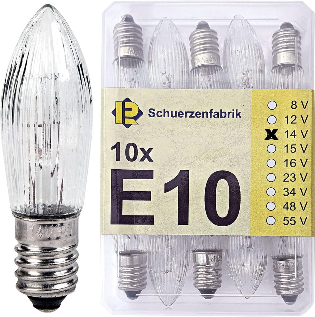 Weihnachtsbeleuchtung 10x Ersatzbirnen E10 3W