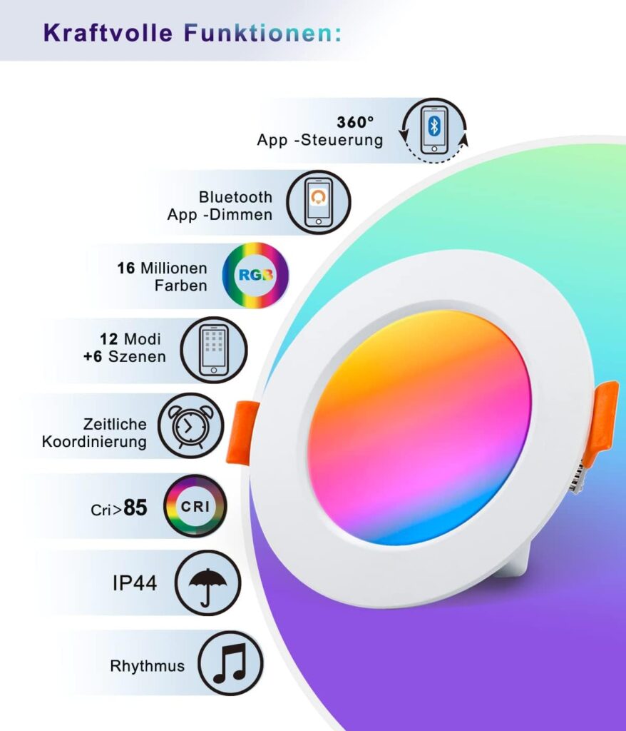 DUSKTEC 3 Zoll Einbaustrahler RGB 4 Stk