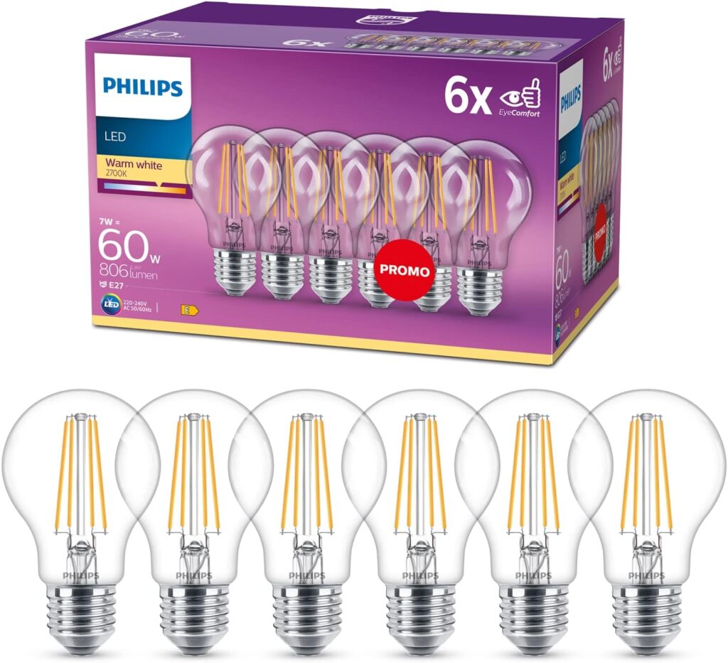 LED Glühlampe Philips LED Classic E27 Lampe 60 W 6 Stk