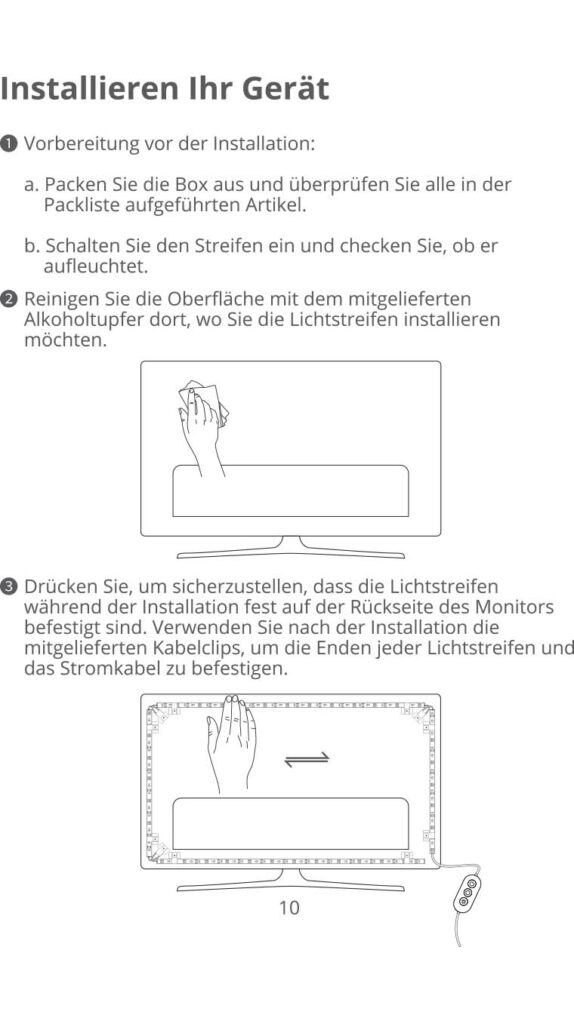 Montageanleitung für Govee Gaming Light Strip G1