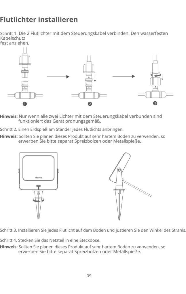 Montageanleitung für Govee Smart LED Strahler außen