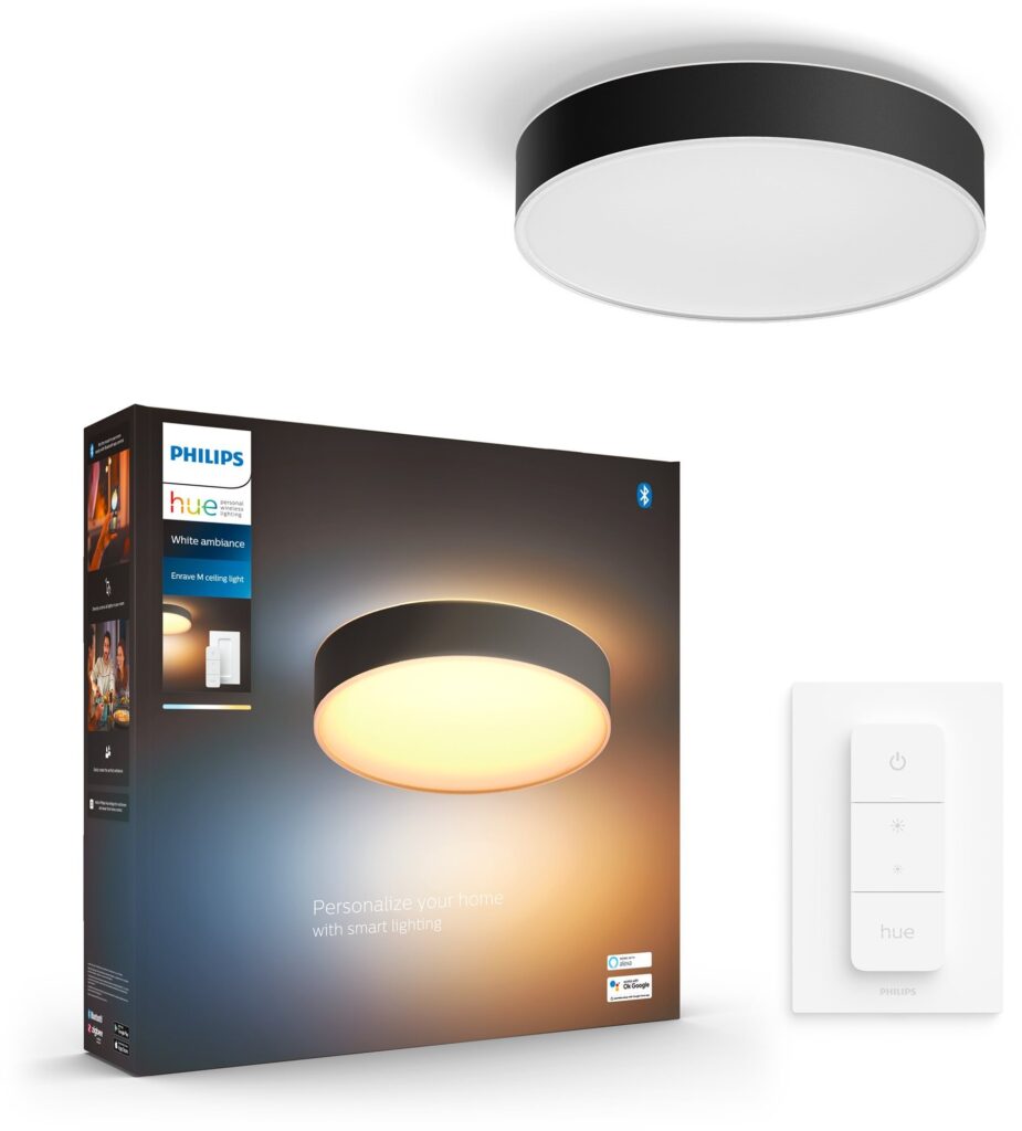 Philips Hue Enrave Deckenleuchte M schwarz + Dimmschalter