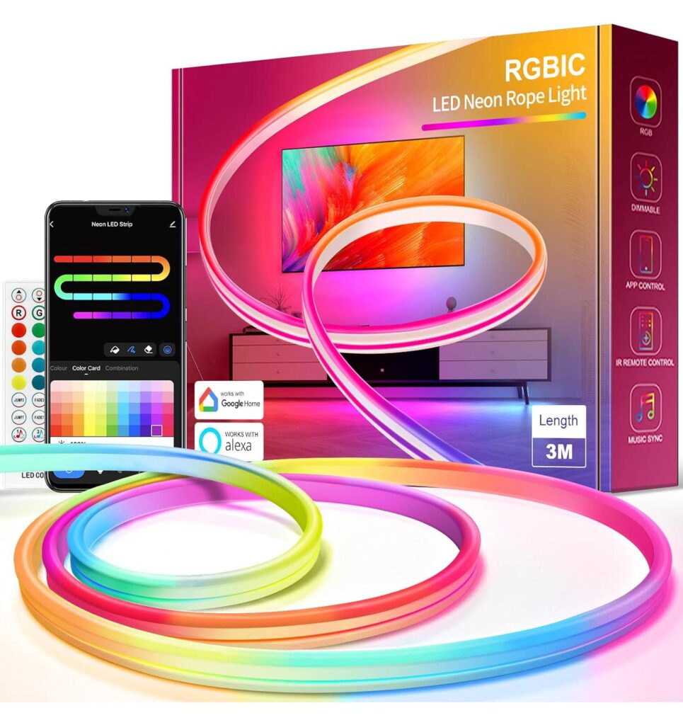 Beaeet Neon LED Strip RGBIC 3 m