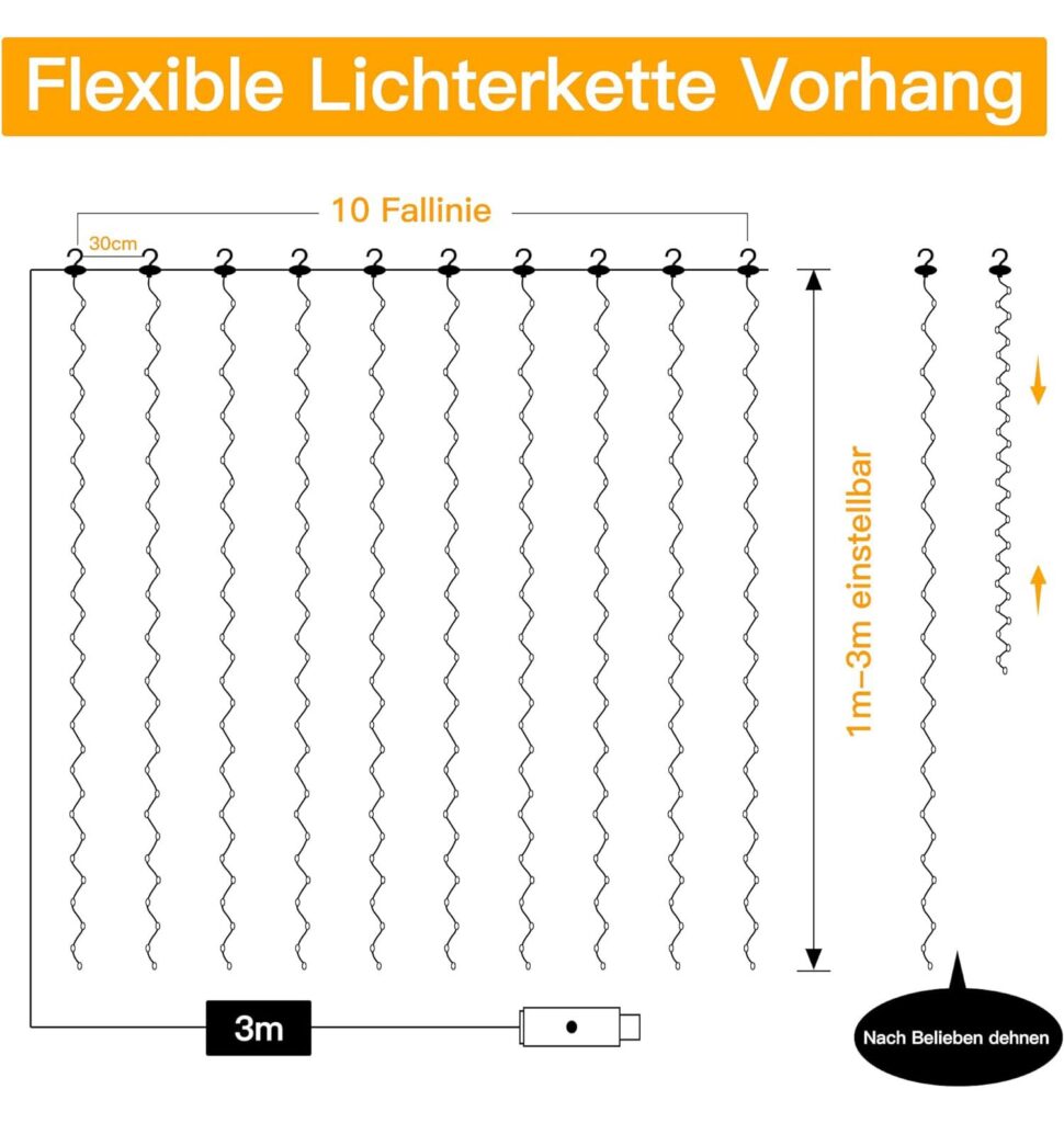 Ollny Lichtervorhang innen 3x3m