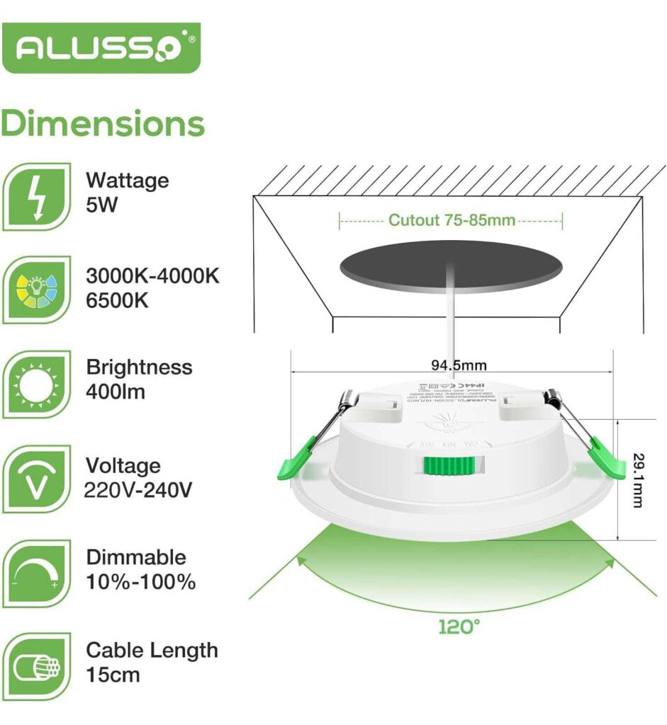 ALUSSO LED Einbaustrahler 230V 5W 6 Stk