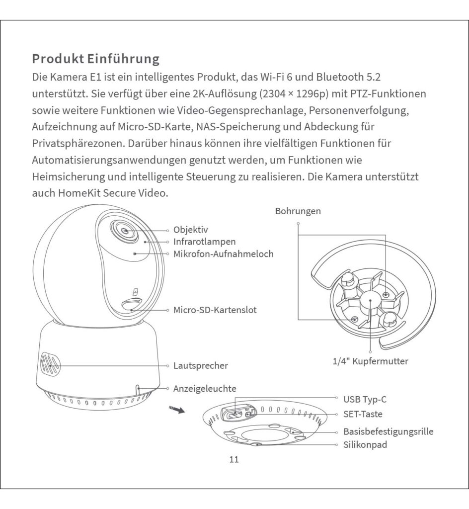 Benutzerhandbuch für Aqara Camera E1