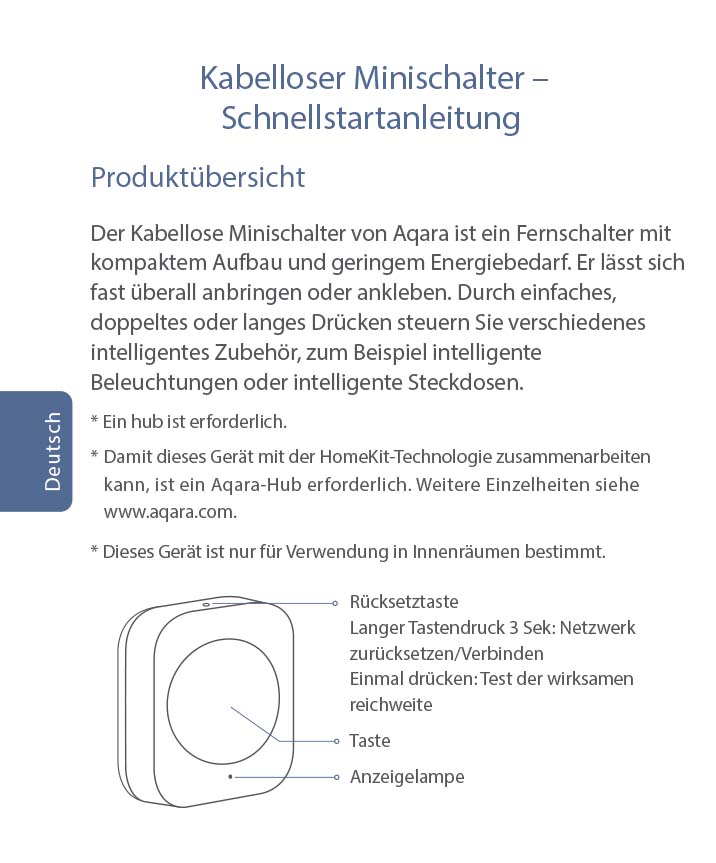 Benutzerhandbuch für Aqara Mini-Funk-Schalter