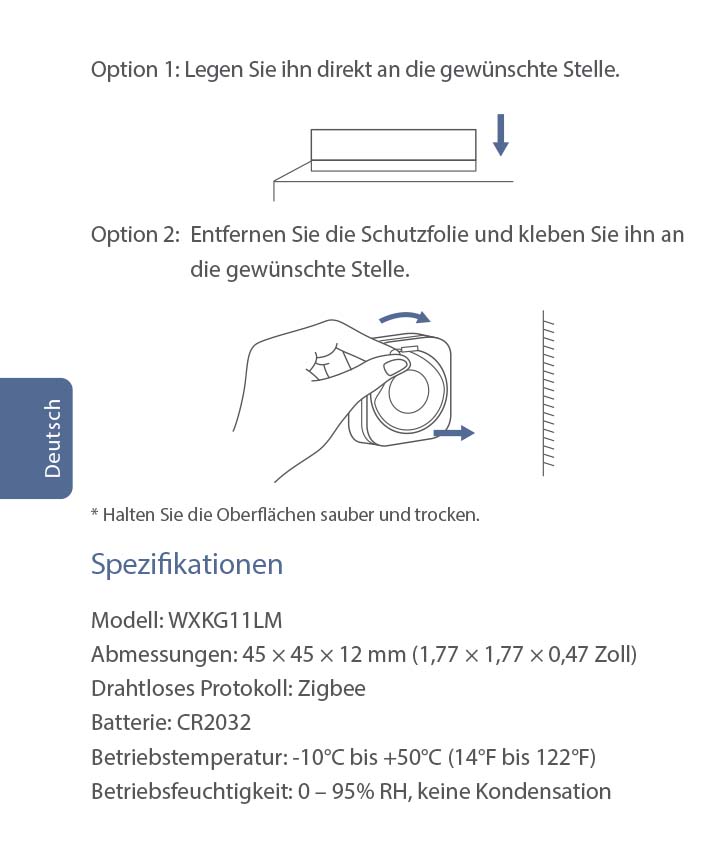 Benutzerhandbuch für Aqara Mini-Funk-Schalter