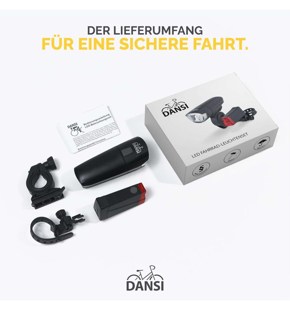 DANSI Fahrradleuchten LED Set Batterieleuchten StVZO