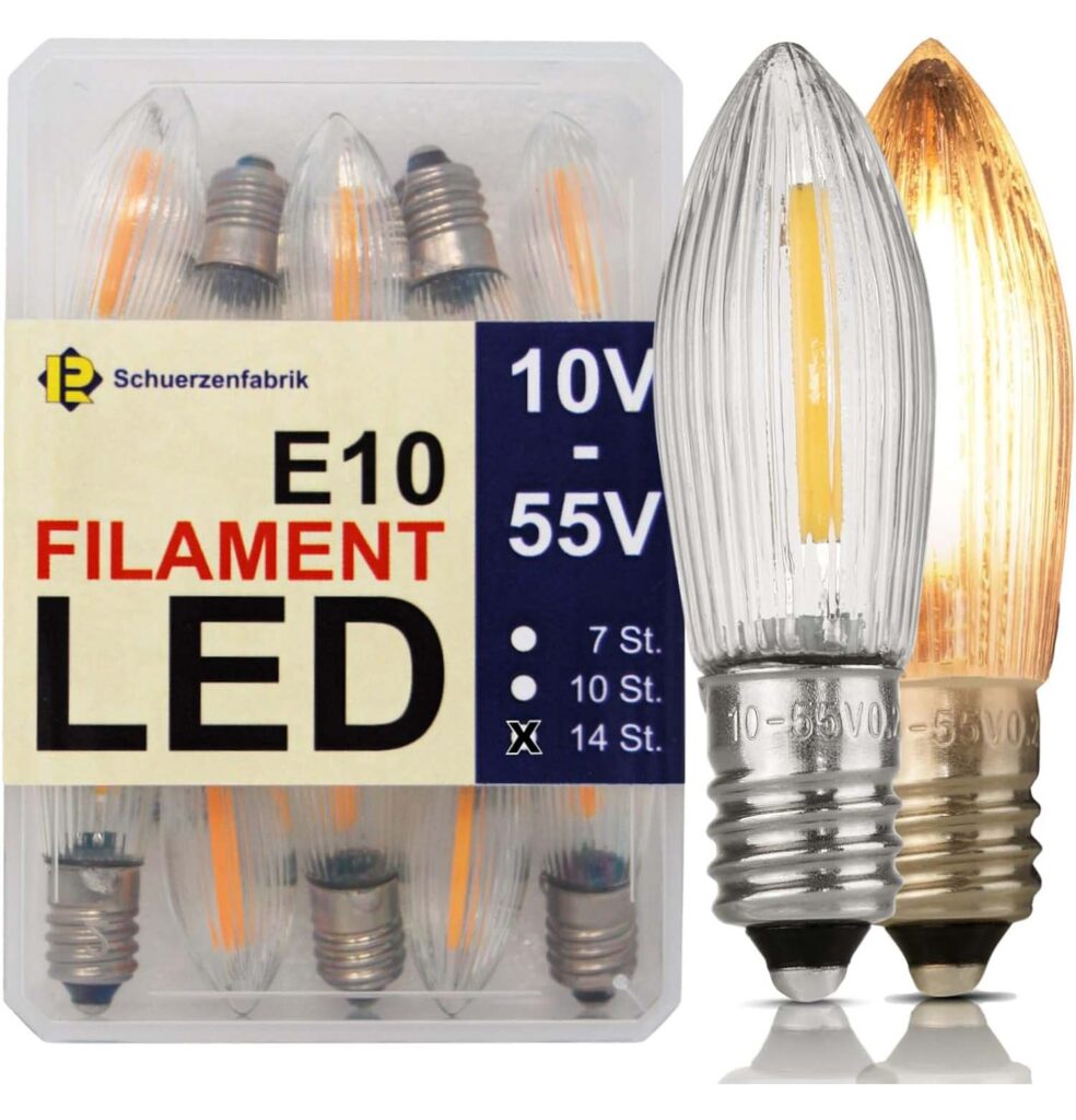 LED E10 Schwibbogen Ersatzbirnen 10V – 55V 14Stk