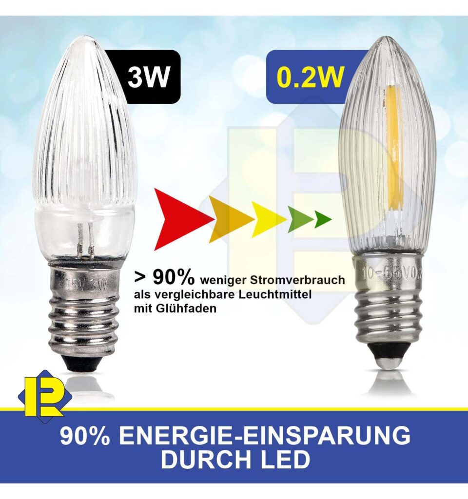 LED E10 Schwibbogen Ersatzbirnen 10V – 55V 14Stk