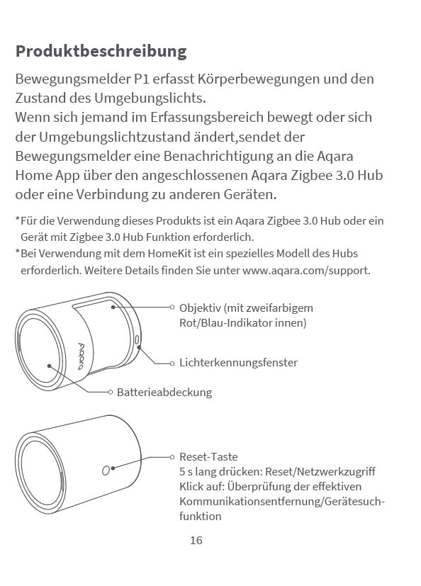 Montageanleitung für Aqara Bewegungsmelder P1