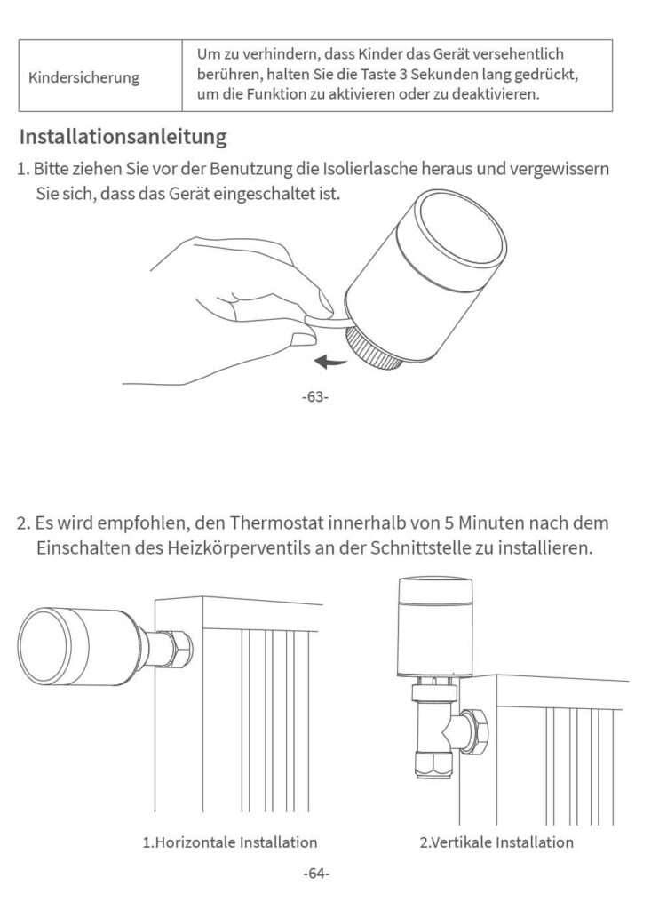 Montageanleitung für Aqara Thermostat E1