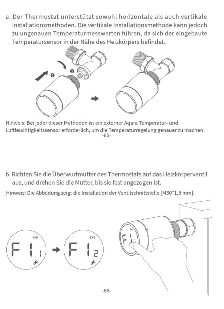 Montageanleitung für Aqara Thermostat E1