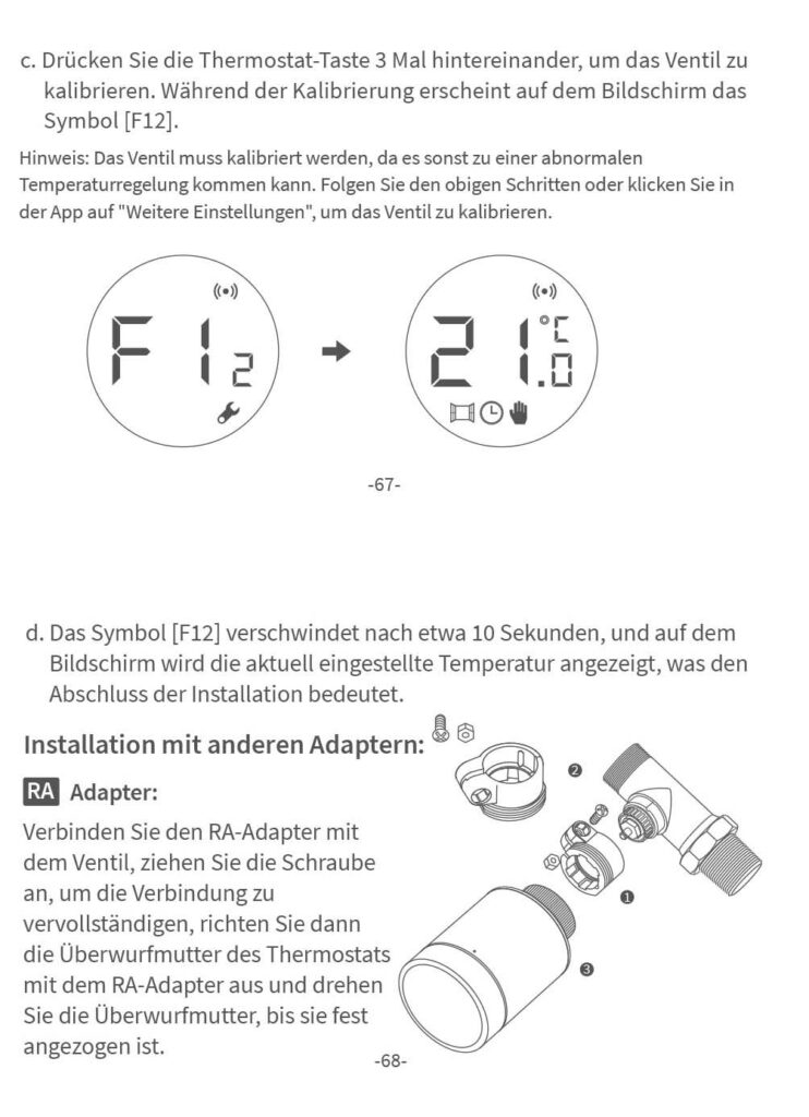 Montageanleitung für Aqara Thermostat E1