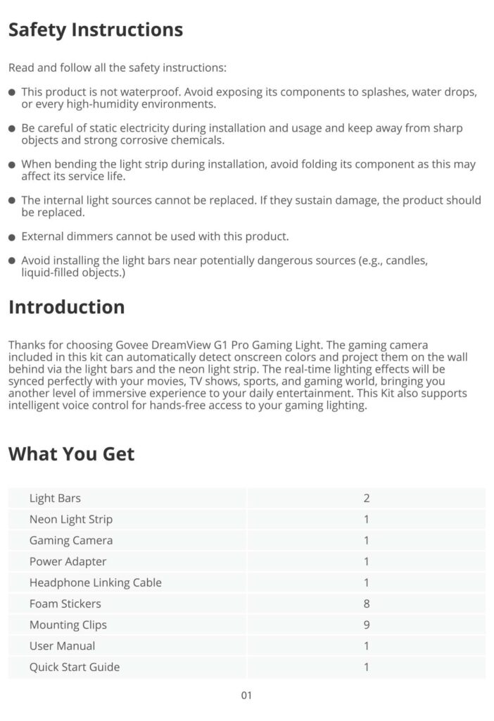 Montageanleitung für Govee DreamView G1 Pro Gaming Light