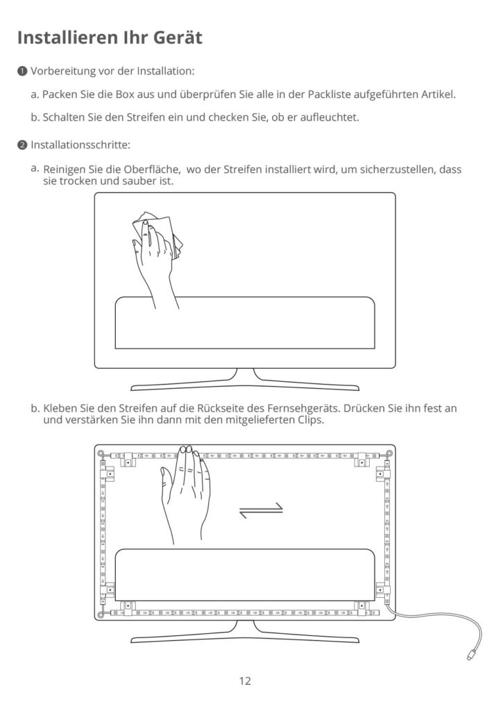 Montageanleitung für Govee DreamView T1 Pro TV Backlight