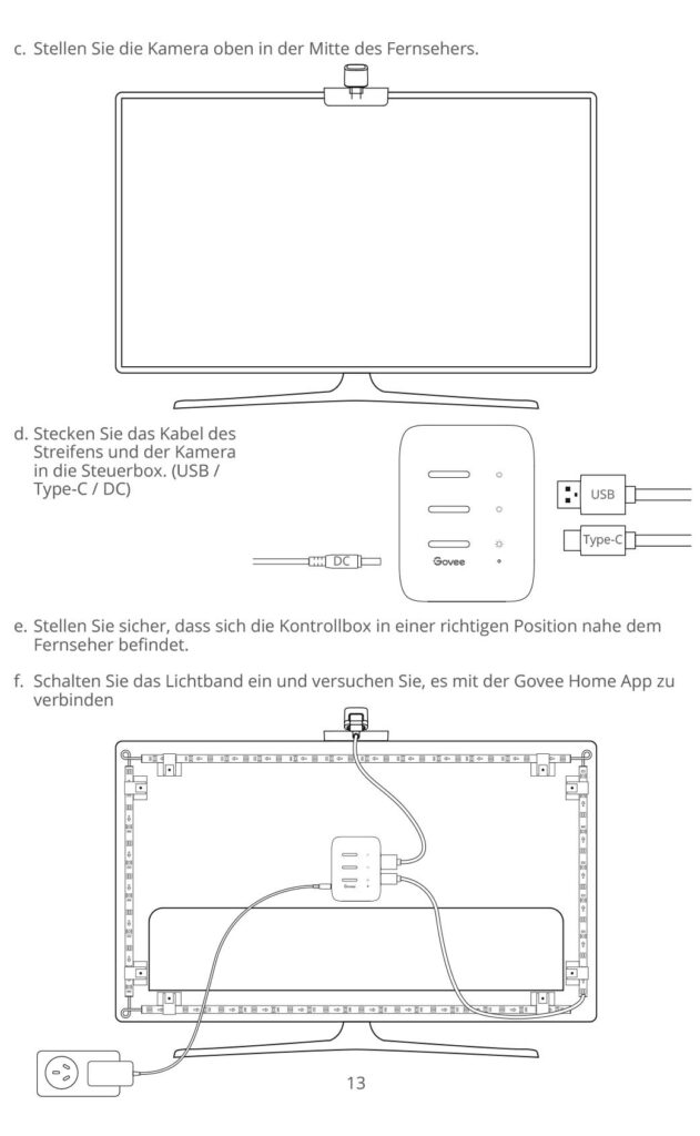 Montageanleitung für Govee DreamView T1 Pro TV Backlight