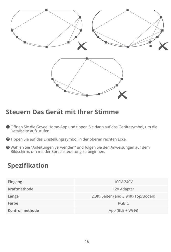 Anweisungen Hintergrundbeleuchtung