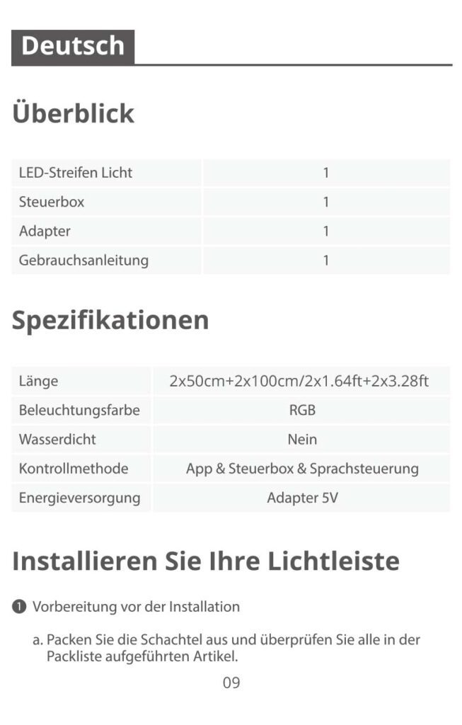 Montageanleitung für Govee LED TV Hintergrundbeleuchtung 3m