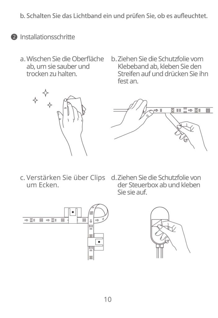 Montageanleitung für Govee LED TV Hintergrundbeleuchtung 3m