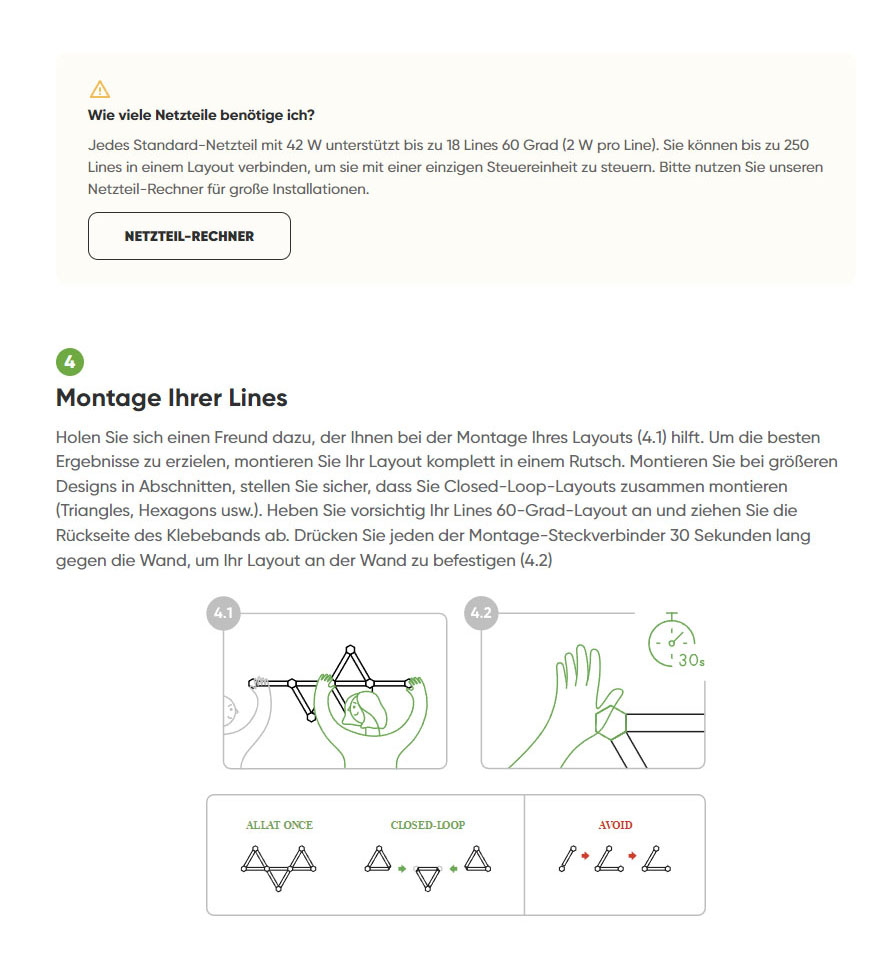 Montageanleitung für Nanoleaf Lines 60 Grad Starter Kit