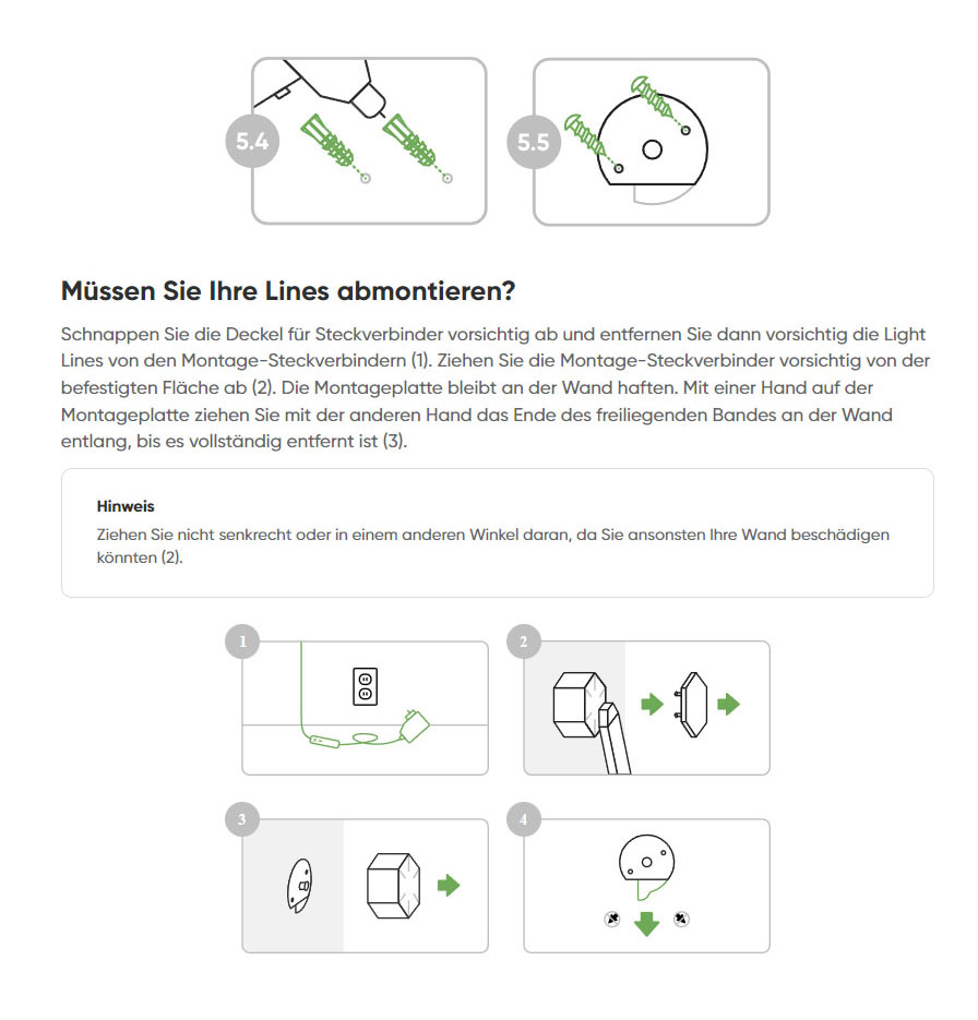 Montageanleitung für Nanoleaf Lines 60 Grad Starter Kit