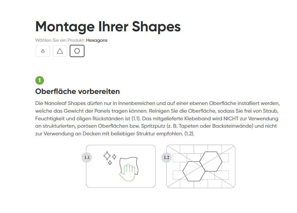 Montageanleitung für Nanoleaf Shapes Hexagon Starter Kit