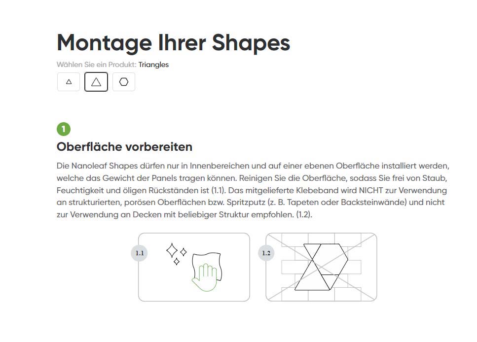 Montageanleitung für Nanoleaf Shapes Triangle Starter Kit