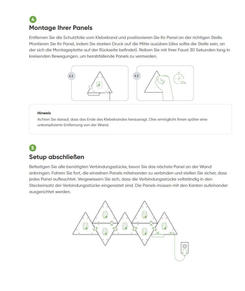 Montageanleitung für Nanoleaf Shapes Triangle Starter Kit