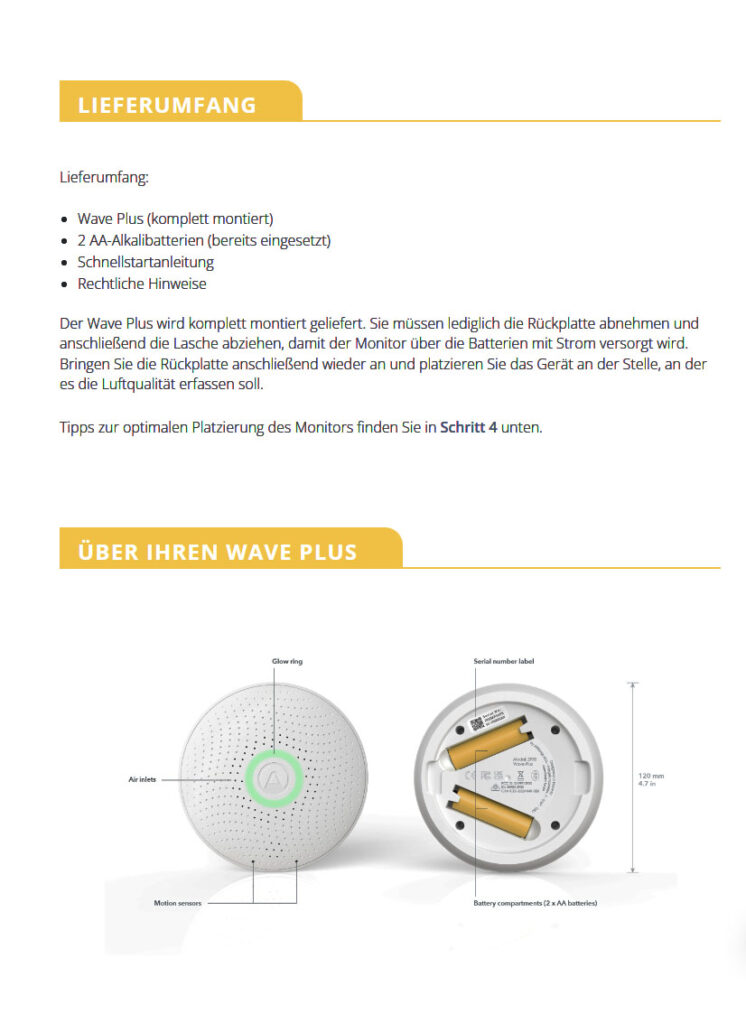 Benutzerhandbuch für Airthings 2930 Wave Plus