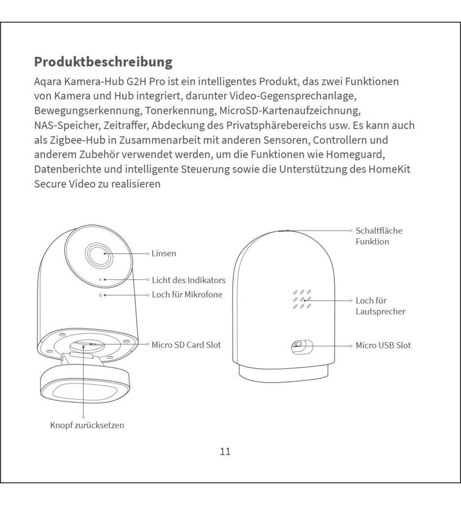 Benutzerhandbuch für Aqara Camera Hub G2H Pro