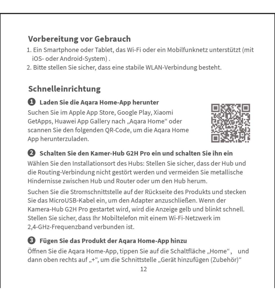 Benutzerhandbuch für Aqara Camera Hub G2H Pro