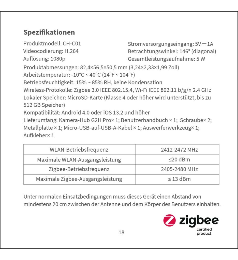 Benutzerhandbuch für Aqara Camera Hub G2H Pro