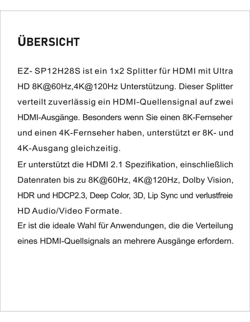 Benutzerhandbuch für EZCOO 4K 120Hz HDMI 2.1 Splitter