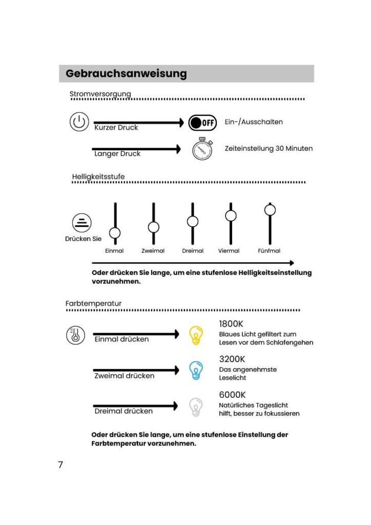 Benutzerhandbuch für Glocusent Horizontale ET-Kopf Leselampe