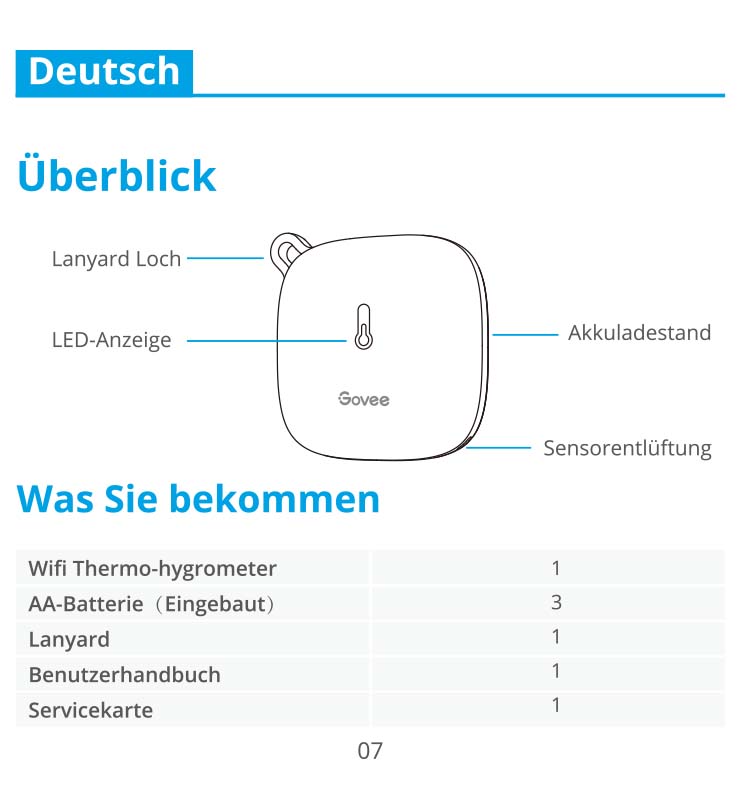 Benutzerhandbuch für Govee WLAN Thermometer Hygrometer