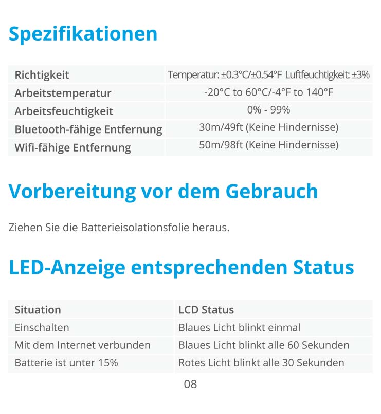 Benutzerhandbuch für Govee WLAN Thermometer Hygrometer