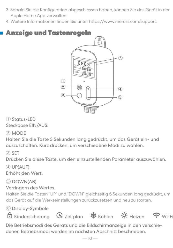 Benutzerhandbuch für Meross Smart Thermostat Steckdose