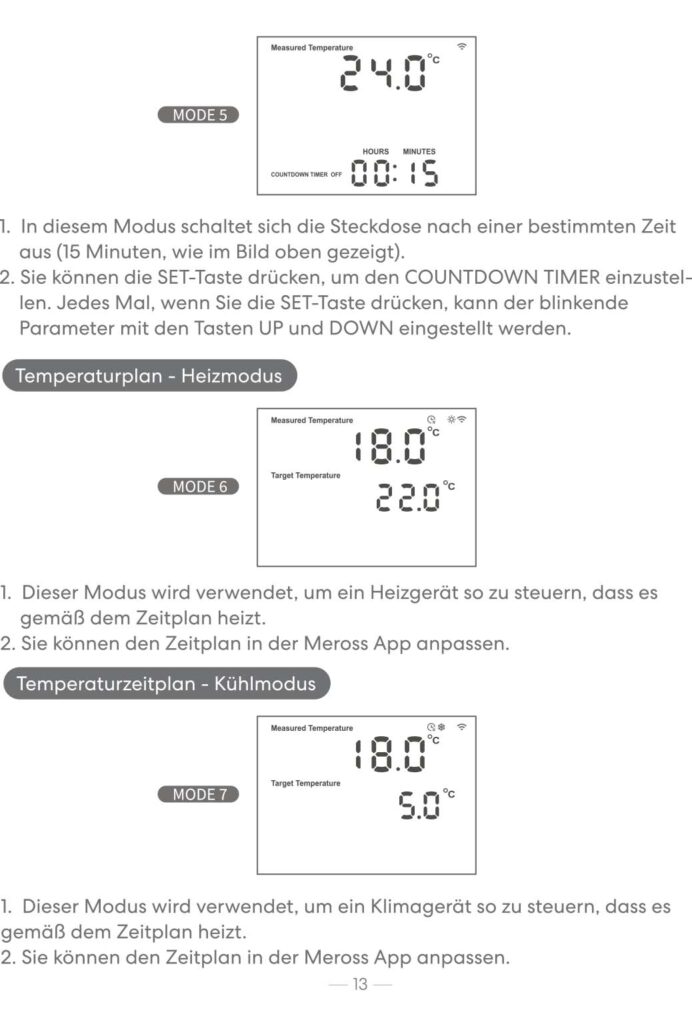 Benutzerhandbuch für Meross Smart Thermostat Steckdose