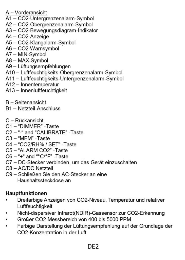 Benutzerhandbuch für Technoline Co2 Messgerät WL1030