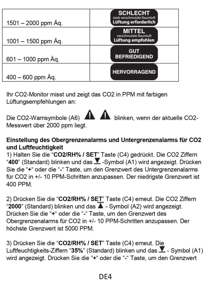 Benutzerhandbuch für Technoline Co2 Messgerät WL1030
