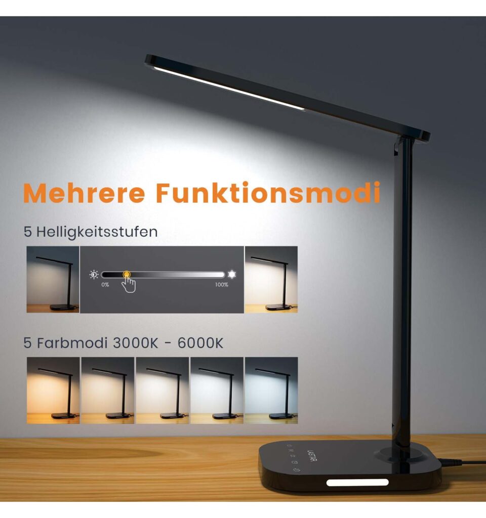 Tischlampe Nachttischlampe USB Ladeanschluss