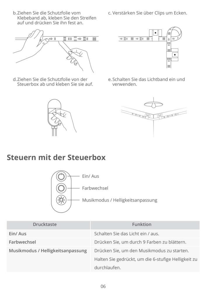 Montageanleitung für Govee RGBIC LED Strip 2m