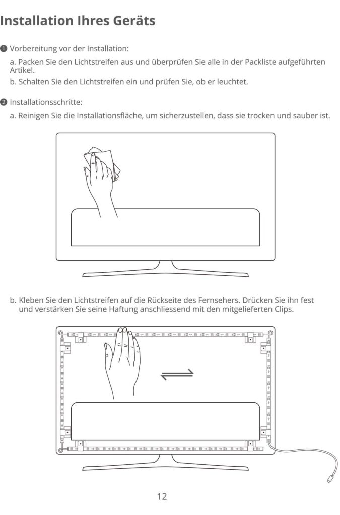 Montageanleitung für Govee TV Backlight 3 Lite