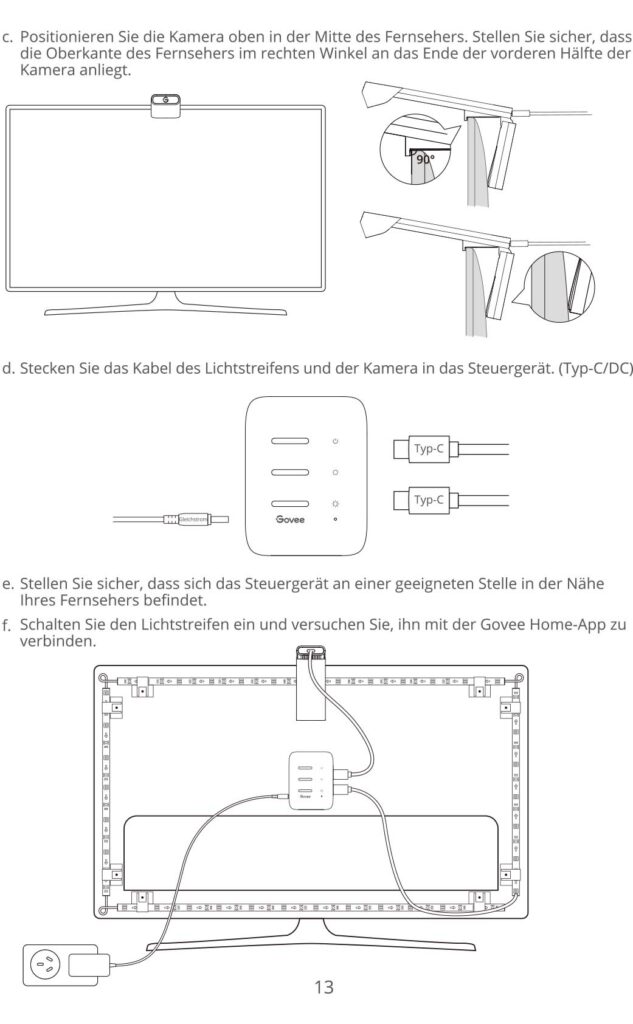 Montageanleitung für Govee TV Backlight 3 Lite