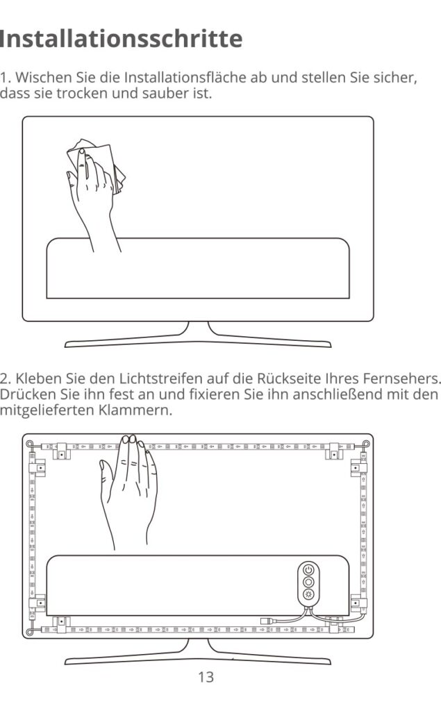 Montageanleitung für Govee TV Backlight RGBIC für 55-65 Zoll