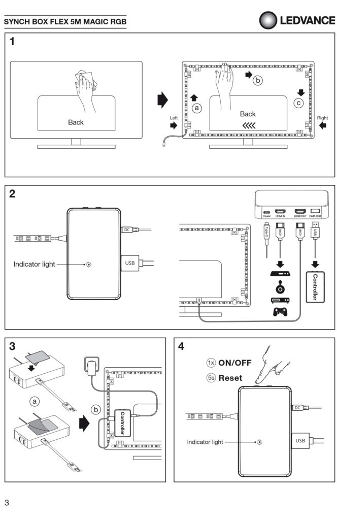 Montageanleitung für Ledvance TV Backlight HDMI Synch Box