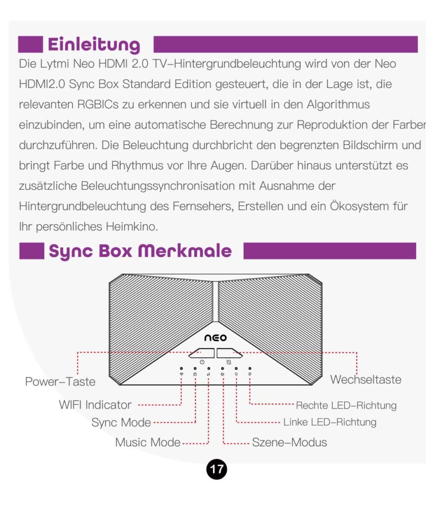 Montageanleitung für Lytmi Fantasy TV Backlight Kit Neo 2 HDMI Sync Box