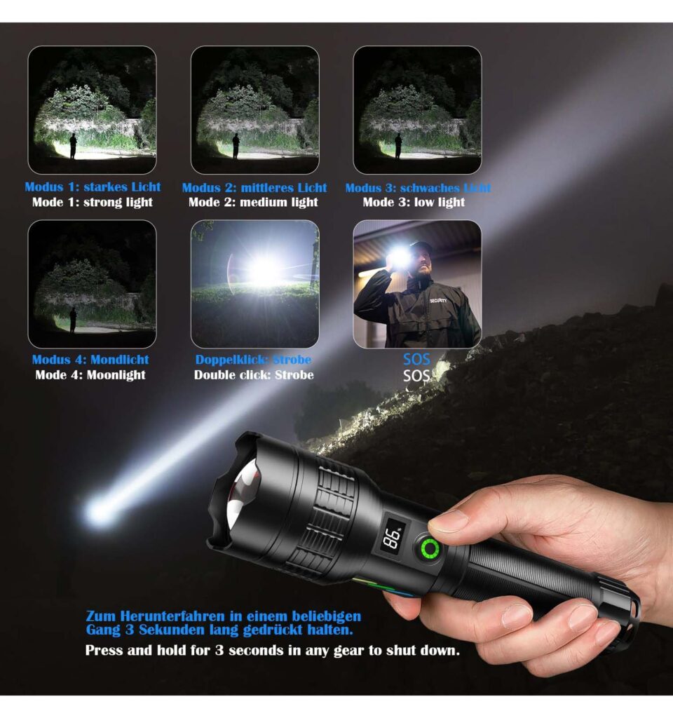 Asort LED Wiederaufladbare Taschenlampe 40000lm
